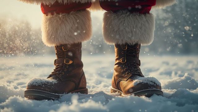 Festive season boots in snowy winter wonderland