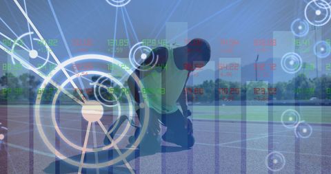 Disabled athlete analyzing digital running data