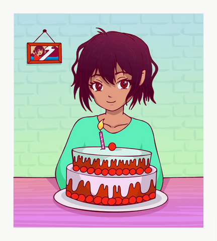 transparent festive teen girl with anime style cake - Download Free Stock Videos Pikwizard.com