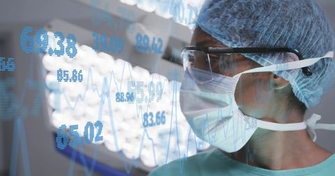 Surgeon Analyzing Digital Data in Surgery Room Innovation Healthcare Concept