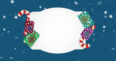 Festive Christmas Sign with Candy Canes and Presents Illustration