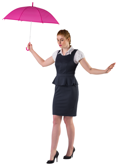 Pretty Businesswoman Holding Pink Umbrella on Transparent Background - Download Free Stock Videos Pikwizard.com