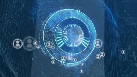 Digital Networking Globe with User Icons and Data Circuits