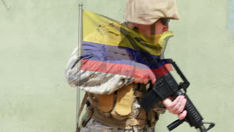 Patriotic Soldier with Colombia Flag Blend
