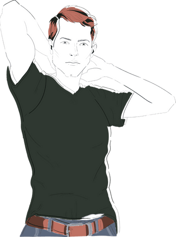 Transparent Drawing of Confident Man in Casual Pose