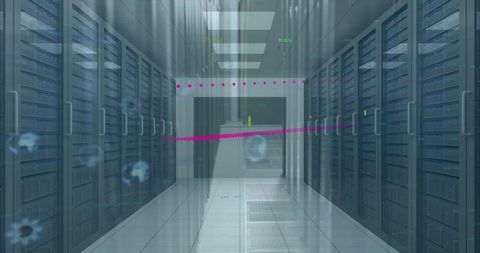 Futuristic Data Center with Server Cabinets and Digital Overlay - Download Free Stock Images Pikwizard.com