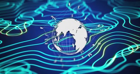 Global Financial Network with Dynamic Wave Patterns - Download Free Stock Images Pikwizard.com