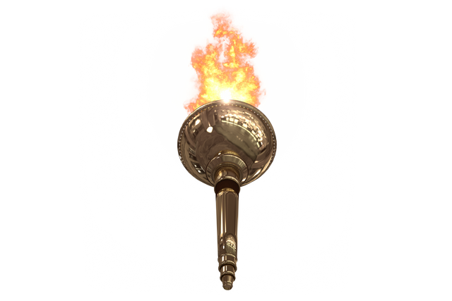 Transparent Gold Olympic Torch with Flame Isolated on Transparent Background - Download Free Stock Videos Pikwizard.com