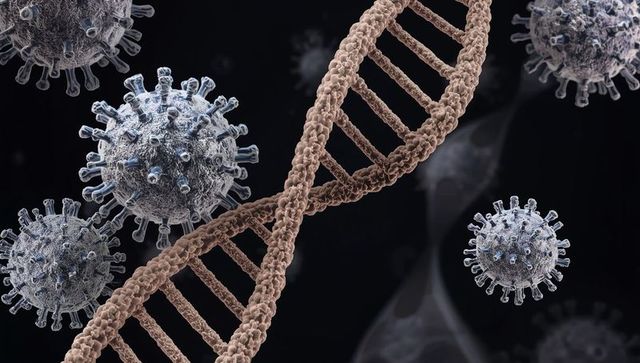 DNA Intertwined with Viruses Symbolizing Genetic Research and Viral Study