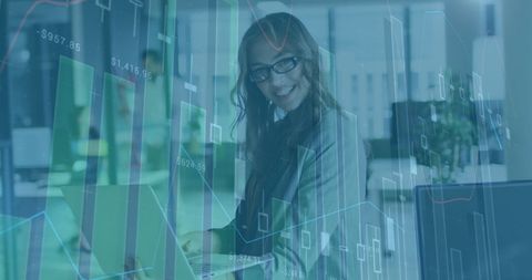 Businesswoman Analyzing Data with Interactive Graphs in Modern Office - Download Free Stock Images Pikwizard.com