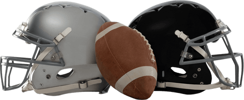 Transparent football helmets with classic ball setup