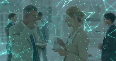 Business Professionals Networking Through Digital Data Connections