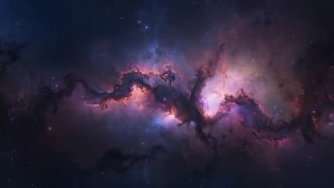 Nebula Starting Sequence Pulsing Interstellar Gas Drifting Through Colorful Dust Lanes