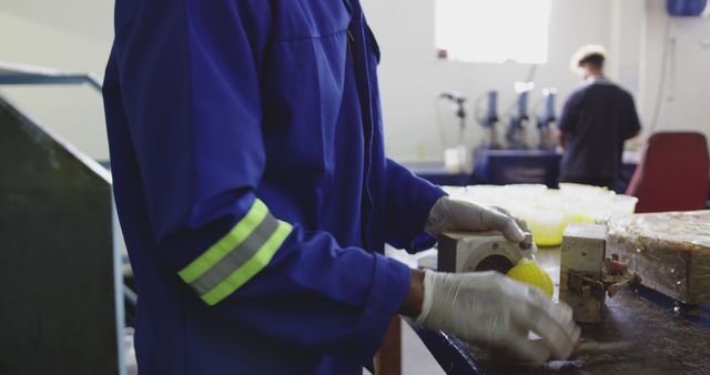 Factory Worker Wearing Protective Gear in Production Line - Download Free Stock Images Pikwizard.com