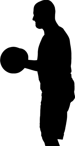 Transparent basketball player silhouette on clear background