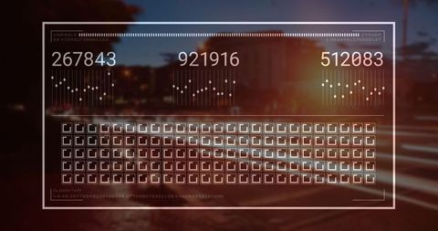 Futuristic Data Visualization Over Urban Cityscape at Dusk