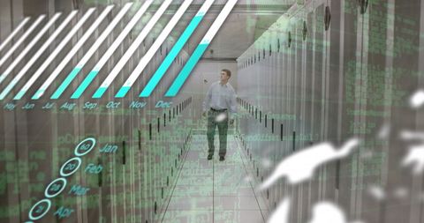 IT Engineer in Data Center with Global Digital Interface Overlay - Download Free Stock Images Pikwizard.com