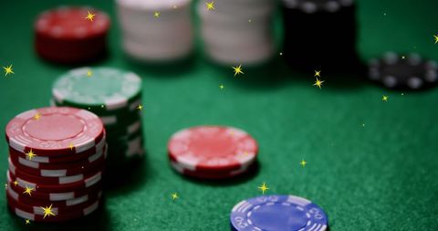 Poker Chips on Green Table with Overlay of Stars - Download Free Stock Images Pikwizard.com