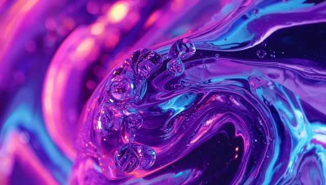 Abstract Neon Fluid with Refraction Spheres