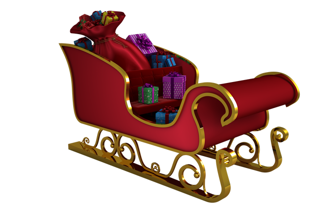 Transparent Red Gold Santa Sleigh With Wrapped Gifts - Download Free Stock Videos Pikwizard.com