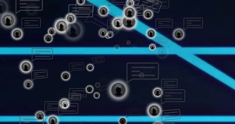 Futuristic communication network with silhouette avatars