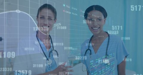 Healthcare Professionals Analyzing Financial Data Innovation