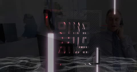 Futuristic QR Code Lights in Dark Space Innovation Concept