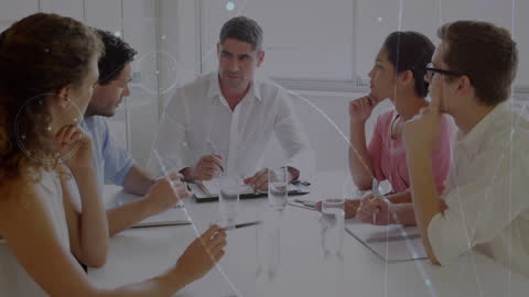 Business Team Engaged in Digital Network Discussion