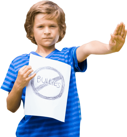confident child holding anti bullying sign stop gesture transparent background - Download Free Stock Videos Pikwizard.com