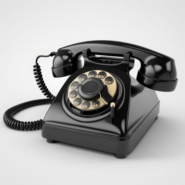 Vintage Black Rotary Dial Telephone Isolated on White Background - Download Free Stock Images Pikwizard.com