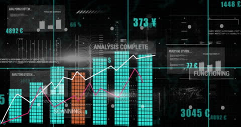 Futuristic Financial Data and Analytics Visualization Interface