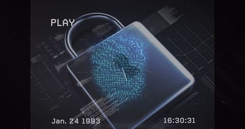 Digital Security Padlock With Fingerprint Overlay - Download Free Stock Images Pikwizard.com