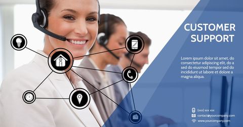 Cheerful Customer Support Representatives with Headsets - Download Free Stock Templates Pikwizard.com
