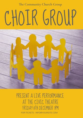 Yellow Paper Chain Promotes Upcoming Community Choir Event - Download Free Stock Templates Pikwizard.com