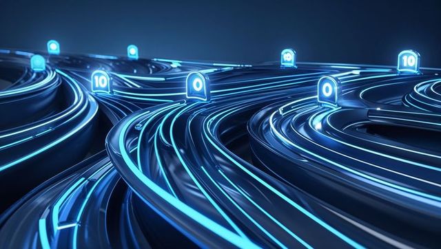 Futuristic Neon-Lit Digital Pathways in Cyber Space