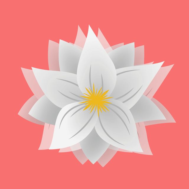 Stylized White Lotus on Coral Background for Tranquility and Purity - Download Free Stock Templates Pikwizard.com