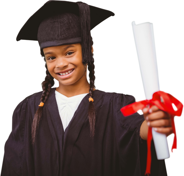 Biracial Schoolgirl Holding Graduation Diploma Transparent Background - Download Free Stock Videos Pikwizard.com