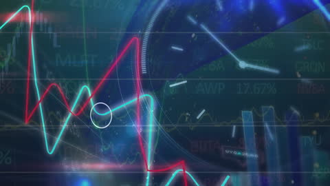 Animated Financial Data Overlaying Clock Face