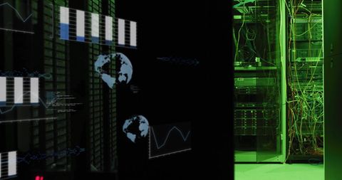 Data Analysis in High-Tech Server Room Environment with Digital Overlay - Download Free Stock Images Pikwizard.com
