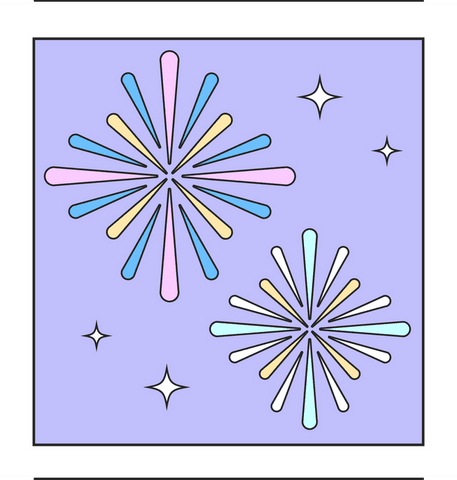 Pastel radial bursts on transparent lavender