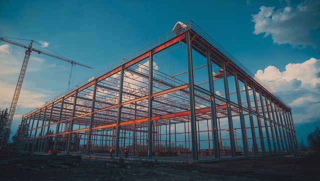 Industrial Building Construction with Steel Skeleton Structure