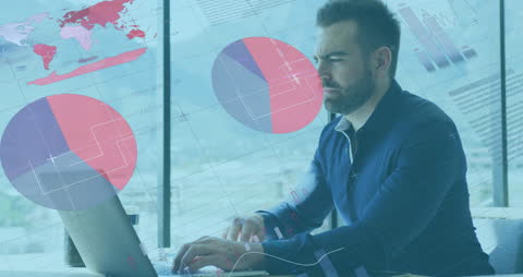 Focused Businessman Working with Digital Financial Analytics