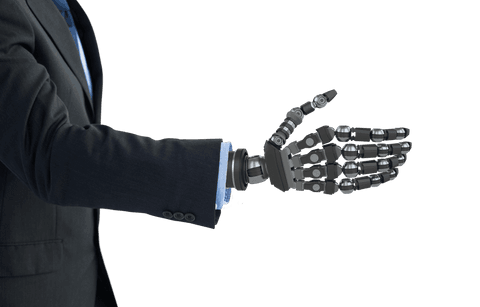 businessperson with transparent robotic hand for technology and innovation - Download Free Stock Videos Pikwizard.com