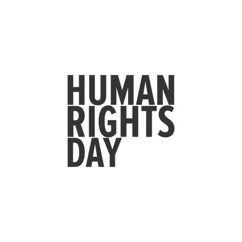 Transparent human rights day text illustration with black typography