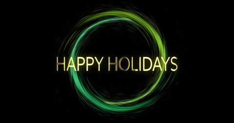 Glowing Happy Holidays Text with Dynamic Light Illustration