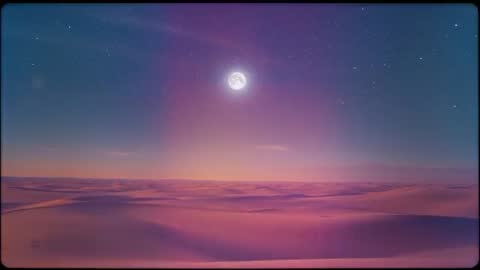 Tranquil Desert Twilight with Full Moon Ascending