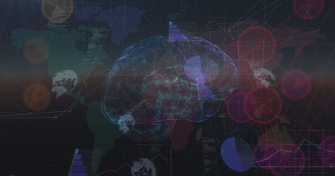 Digital Brain Mapping Over Global Network and Data - Download Free Stock Images Pikwizard.com