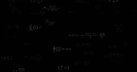 Mathematical equations floating on dark background