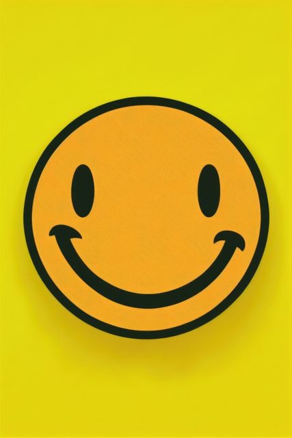 Retro yellow smiley icon on yellow background, created using generative ai technology. Social media and communication concept digitally generated image.