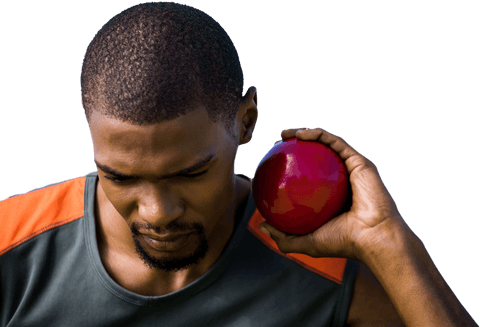 focused african american athlete holding shot put ball on transparent background - Download Free Stock Videos Pikwizard.com
